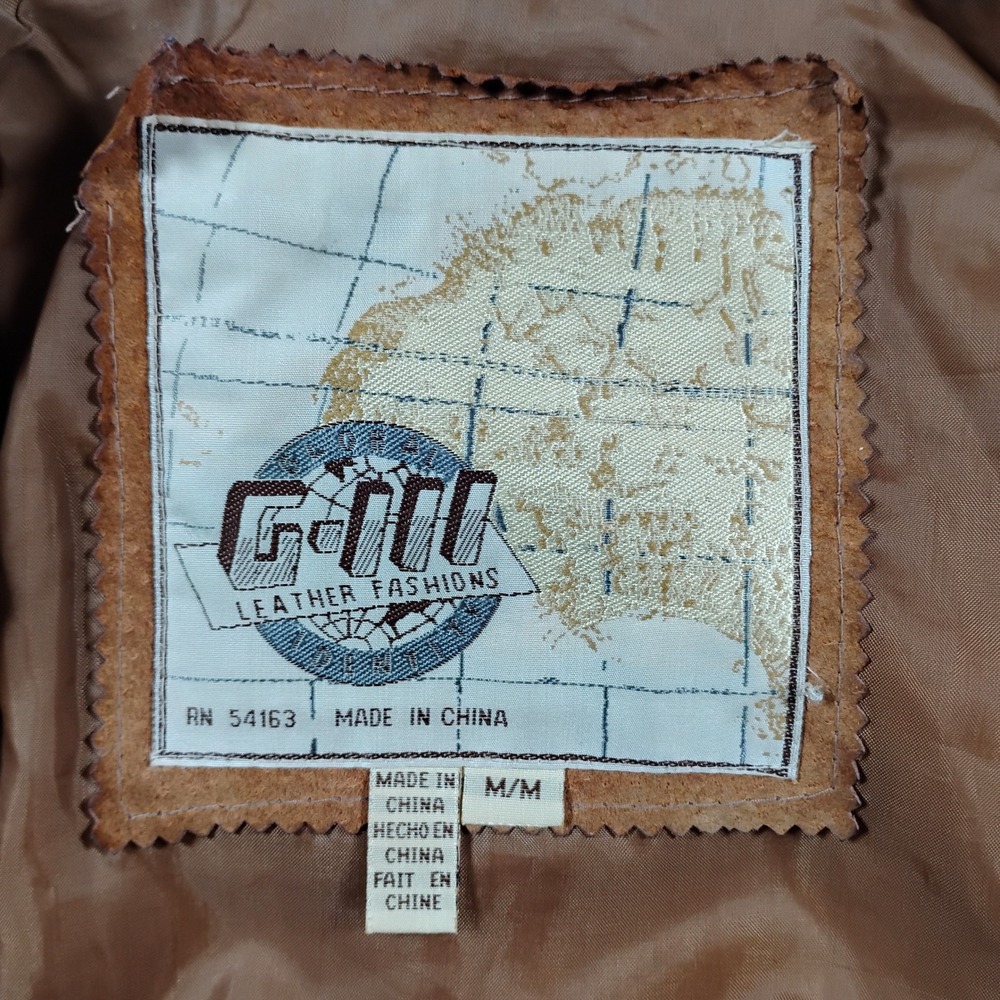 G-III Leather Fashions Mens Medium Tan Suede Bomber Flight Jacket - Picture 2 of 12